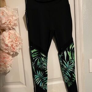 Black and Green Tropical Leggings